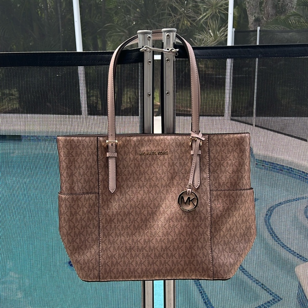 Michael Kors metallic pink tote bag